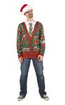 Faux Real Men's Ugly Cardigan with Tie, Multi, XX-Large