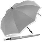 ANYCHO Big Umbrella for Men with Reflective Stripe and Cover, 54 Inch Large Umbrella, Windproof, Waterproof and UV Protection Auto Open Golf Umbrella Big Size for 2-3 Men, Women and Family (Grey)