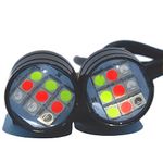 SHOP4U Waterproof Motorcycle Led Strobe Lights Flash Warning Brake Light Lamp Compatible Compatible with All Motorbikes and Cars (1 Pair) (Multi-Color)