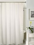 Lushomes Shower Curtain, Satin Stripe, Polyester Waterproof 6x6.5 ft with Hooks, Non-PVC, Non-Plastic, for Washroom, Balcony for Rain, 12 Eyelet & Hooks (6 ft W x 6.5 Ft H, Pk of 1) (White)