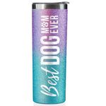 Onebttl Dog Mom Gifts for Women, Dog Lovers Tumbler Insulated Stainless Steel Cup (590ml, Glitter Purple-Blue)