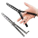 2-Piece Stainless Steel Training Tool for Practicing Flipping Tricks, 100% Safe Strong and Durable, Suitable for Beginners (Black and Silver)