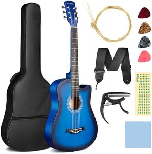 CAHAYA Guitare acoustique ：38 pouces All Wood, Pour débutant, pour enfants adolescents et adultes avec sac de guitare, cordes en laiton, capodastre, médiator, autocollants d'échelle et tissu CY0354
