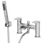 Architeckt® Motala Bathroom Bath Shower Mixer Tap Handset Hose Attachment Round Twin Lever Handle for Bathtub Modern, Chrome