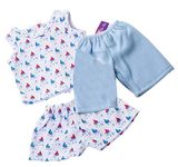 FRILLY LILY Vest Shorts and Fleece Trousers set for Dolls in Little Boats print fabric, Suitable for 17-20ins 43-50 cm Baby dolls such as Baby Annabell and Alexander.[DOLL NOT INCLUDED]