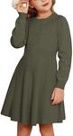 Girls Sweater Dresses Size 8 Long Sleeve Cable Knit Skater Fall Dresses Zie 7-8 Tea Green