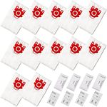 12 Pack 3D Airclean Dust Bags Replacement for Miele FJM Vacuum Compact C2 Compact C1 Complete C1 S241 S290 S300i S500 S700 S4 S6 Series with 4 Motor Protection Filters and 4 AirClean Filters