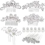 inSowni 32 Pack Silver Wedding Hair Side Combs+U-shaped & Twist Bridal Hair Pins Pieces Accessories Rhinestone Pearls for Women Girls Brides Bridesmaids