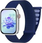 Sport Nylon Loop Band Compatible with Apple Watch Bands 38MM 40MM 41MM 42MM 44MM 45MM 46MM 49MM Women Men,Navy Blue Carbon Neutral Adjustable Straps for iWatch Band Series 10 SE 9 8 7 6 5 4 3 2 Ultra