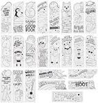 Juvale 24 Pack Color Your Own Bookmarks for Kids, Students, DIY Classroom Art, 24 Book Worm Designs (2 x 6 in)