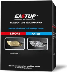 EASTUP Headlight Lens Restoration Kit Restore Cloudy and Dull Headlights, Taillights, Fog Lights and Directional Lights With Exclusive UV Block Clear Coating.