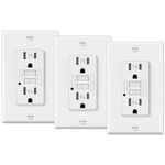 ELECTECK 3 Pack GFCI Outlets 15 Amp, Tamper Resistant (TR), Decor GFI Receptacles with LED Indicator, Ground Fault Circuit Interrupter, Decorative Wallplate Included, ETL Certified, White