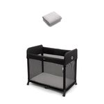 Bugaboo Stardust Bundle, 2-in-1, lightweight, pop-up travel cot + cotton sheet, with mattress, unfolds in 1 second, for babies and toddlers, includig a carry bag, Midnight Black