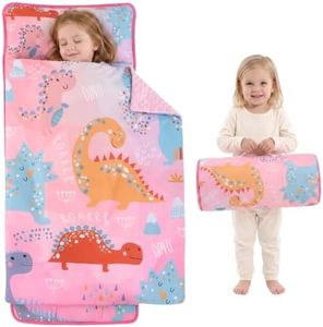 Wowelife Toddler Nap Mat with Pillow, Large Rolled Dinosaur Nap Mat Daycare