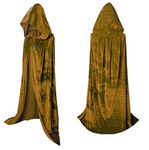 Coolwife Velvet Kids Cloak Cape Hooded Party Halloween Cosplay Unisex Children Costumes (Gold)