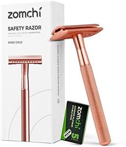 ZOMCHI Safety Razor for Women with 5 Double Edge Safety Razor Blades, Double Edge Razor, Reusable Razor, Plastic Free – Rose Gold