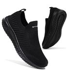 Womens Slip on Trainers Mens Athletic Running Shoes Sport Walking Sneakers Lightweight Tennis Shoes(All Black,40EU)