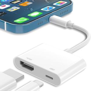 Aplimln Adaptateur HDMI pour iPhone, 1080P HDMI Adaptateur Câbles AV numérique vidéo et Audio Synchronisation d'écran Connecteur pour iPhone14/13/SE/12/11/XS/XR/X/8/7 vers HDTV/projecteur/Moniteur