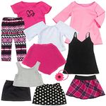 Teamson Kids Sophia's Baby Doll 11 Piece Dolls Clothing Spring Set for 18" Dolls, Pink/Black. Dolls Accessories, Doll Not Included