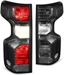 DNA MOTORING Pair of OE Style Tail Lights Compatible with 19-23 Chevy Silverado 1500 WT LT, Black/Smoked Lens, TL-ZTL-007-BKSM