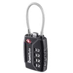 SharkByte TSA Suitcase Locks - 4-Dial Security Travel Combination Padlock, Flexible Wire Cable Travel Lock for Suitcases Luggage Case Travel Bag Gym Locker Code Small Padlock (Pack of 1)