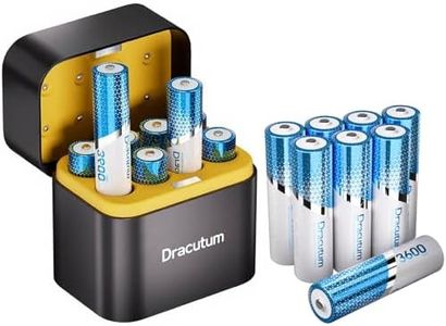 Dracutum AA Rechargeable Batteries Lithium 16 Pack with Charger - 1.5V 3600mWh High Capacity Rechargeable AA Batteries, 2000 Cycles Long-Lasting Li-ion Doubel A Batteries for Blink Outdoor Camera