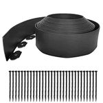 33ft Garden Edging,No Dig Landscape Edging Plastic Lawn Edging Include 30 Spikes【10CM Hight】 Landscape Edging Kit for Yard,Lawn,Gardens(Black)