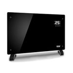 AMOS Electric Glass Panel Heater 1500W Smart WiFi Enabled, Digital Display, Timer & Thermostat Freestanding or Wall Mounted Black