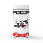 BULLPHARM Micronized Creatine Monohydrate Powder | Unflavored | Muscle Growth, Increased Strength, Enhanced Energy Output and Improved Athletic Performance | FSSAI India Approved (100 Grams)