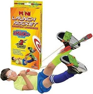 Funwares Launch Rocket for Kids, Soars and Whistles 250 FT, 2 Whistling Foam Rockets, 100% Kid Powered Fun Kids Outdoor Toy, Boys and Girls Age 8+