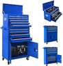 Sormols 13-Drawer Double Door Rolling Tool Chest, 2 in 1 Detachable Tool Chest,Tool Box with Drawers and Wheels, Large Tool Cabinet with Lock, Metal Standing Toolbox for Garage Workshop-Blue