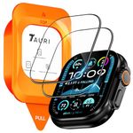 TAURI 2 Pack for Apple Watch Ultra 49mm Screen Protector 2024, [2-Step Auto Installation], [Military Grade Protection] Tempered Glass Protector for Apple Watch Ultra 2/1 49mm