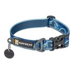 RUFFWEAR Crag Dog Collar, Medium Dog Collar with Aluminium V-Ring, Adjustable Length Pet Dog Collar, Comfortable Soft Collar, Premium Animal Collar w. Dog Lead Attachment Ring, 36-51cm, Midnight Wave