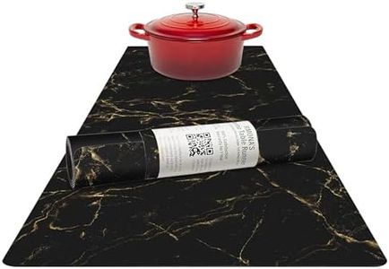 RIMONA'S Thermo Heat Resistant Table Runner and Trivet for Hot Dishes - Waterproof Hot Plates to Protect Table and Countertop - Kitchen & Dining 350F Heat Protector 40" (Black Golden Marble)