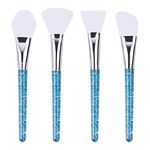 Doryum 4 Pcs Silicone Face Mask Brush, Hairless Silicone Cosmetic Scrapers with Glitter Handle, Facial Mud Mask Applicator Brush for Applying Facial Mask Eye Mask Serum Cosmetic Mud Body Butter Essences