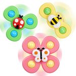 Ainiv Suction Cup Spinner Toys, 3PCS Suction Hand Spinner Toys, Suction Cup Fidget Spinner Toys Sensory Toys Baby Toys for 0-6 Babies, Stress Relief and Anxiety Spinning Top