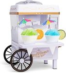 Nostalgia Snow Cone Shaved Ice Machine - Retro Table-Top Slushie Machine Makes 20 ICY Treats - Includes 2 Reusable Plastic Cups & Ice Scoop - White