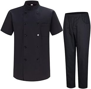 Misemiya - Veste de Chef pour Hommes - Veste de Chef pour Hommes - Uniforme d'accueil -Réf.8421B - Small, Veste et Pantalons de Cuisine 84218 - Noir