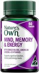 Nature's Own Mind, Memory & Energy Tablets 50 - Supports Memory, & Aids Cognitive Function - Relieves Tiredness, Maintains Energy Levels & Nervous System function - Contains American Ginseng