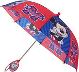 Disney Kids Umbrella, Lightning or Mickey Mouse Toddler and Little Boy Rain Wear for Ages 3-6, Red/Blue