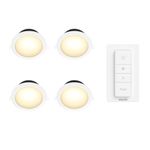 PHILIPS Hue Smart 10.5W Garnea White Ambience Downlight 150mm Compatible with Amazon Alexa, Apple HomeKit, and The Google Assistant (2200-6500 K) Pack of 4 (1no hue Remote Included)