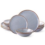 AmorArc Ceramic Dinnerware Sets,Handmade Reactive Glaze Plates and Bowls Sets,Highly Chip and Crack Resistant | Dishwasher & Microwave Safe Dishes Set, Service for 4 (12pc)