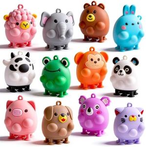 ChildFun 12 PCS Party Favors for Kids, 3D Animal Pop Toys, Goodie Bags Stuffers for Kids, Pinata Stuffers Carnival Prizes,Fidget Toys Bulk, Prize for Classroom, Suction Toys for Toddlers