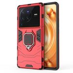 Glaslux Hybrid Armor Shockproof Soft TPU and Hard PC Back Cover Case with Ring Holder for Vivo X80 Pro (Red)