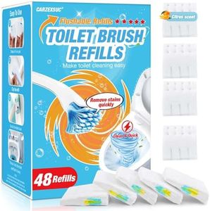 CARZEXSUC Toilet Wand Refills Citrus Scent Enhanced Odor Control 48 Count Toilet Scrubber Refill Clean Stains Disposable Flushable Toilet Brush Refill for Toilet and Bathroom