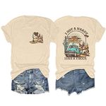 DUTUT I Got A Heart Like A Truck T Shirt Women Country Music Shirts Western Sunset Cowgirl Tops Vintage Graphic Tees Apricot