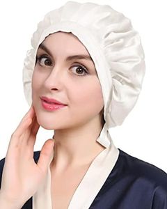 LILYSILK 100% Mulberry Silk Bonnet, 19 Momme Silk Night Sleep Cap Adjustable Hair Wrap for Sleeping, Ivory