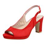 DREAM PAIRS Women' s Neina Chunky Platform peep Toe Low Heels Slingback Dress Pumps Shoes red Suede Size 9