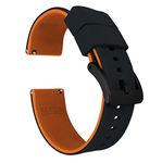 22mm Black/Pumpkin Orange - BARTON Elite Silicone Watch Bands - Black Buckle Quick Release