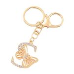 LAKFORET Alphabet Initial Letter Keychain Butterfly Key Rings for Purse Handbags Women Girl Letter Keychains, S, Small